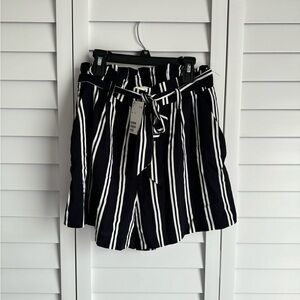 Navy & White Tie Shorts